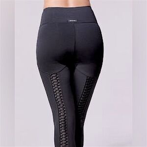 Michi Leggings Nero Lace Up Pants Womens Small Workout Yoga Black Pilates 2 4 6